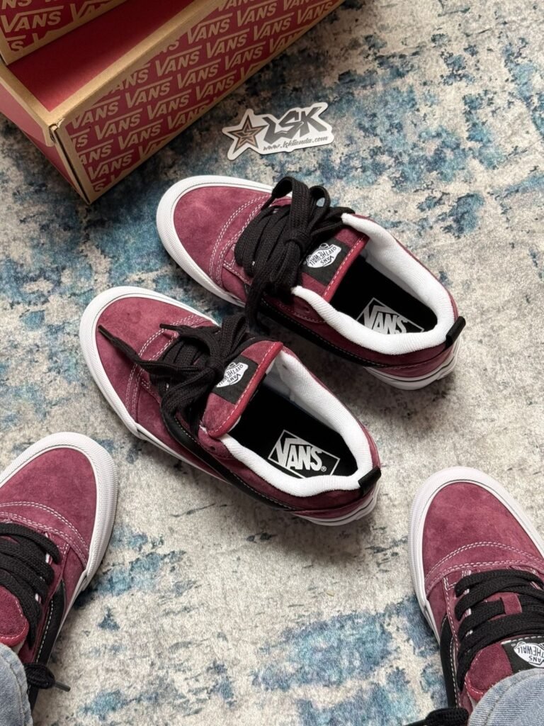 Tenis Chunky Vans Knu Skool Vinotinto Mujer