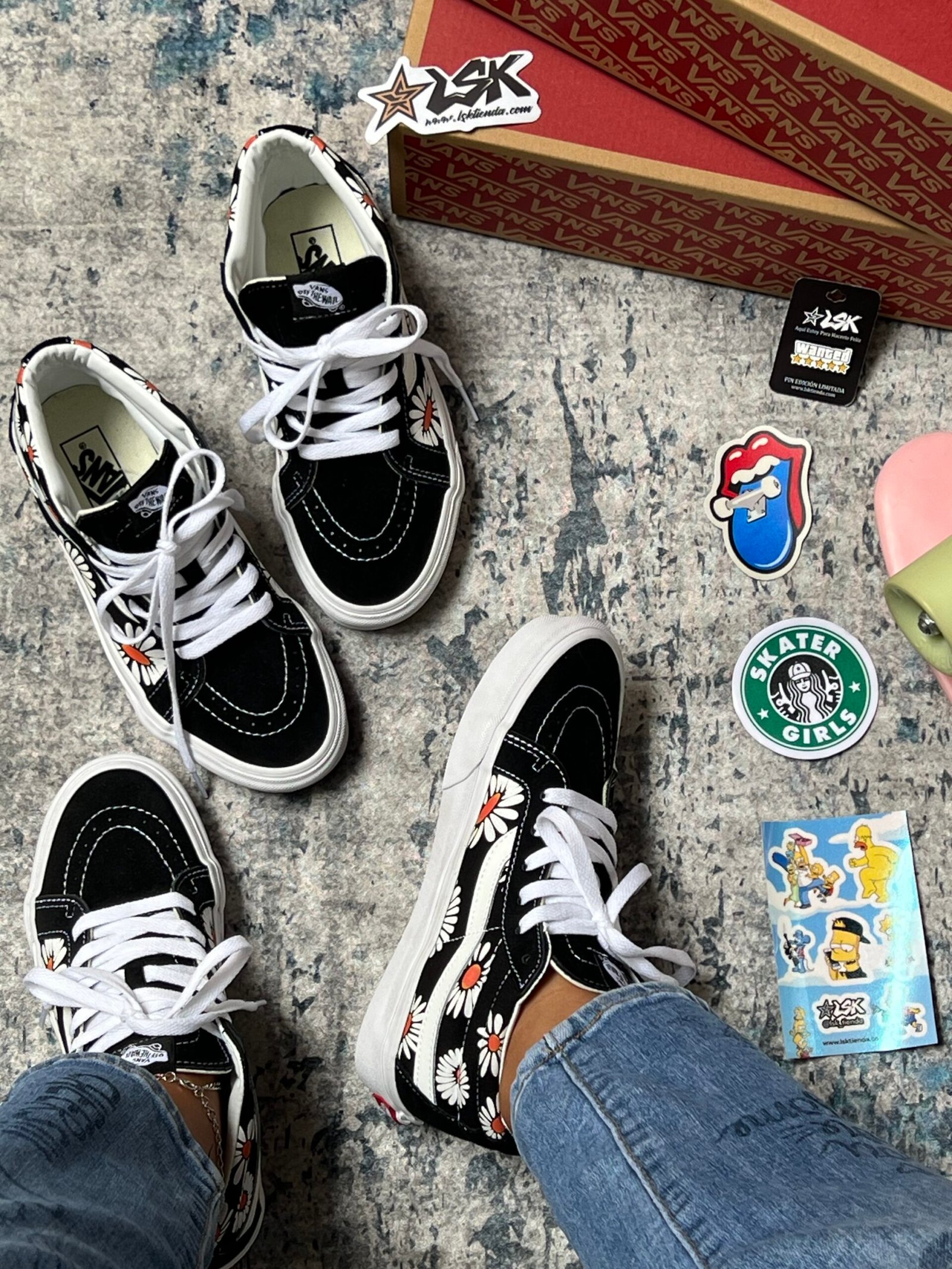 Tenis Vans sk8 Mid bota Floral Marigold Mujer